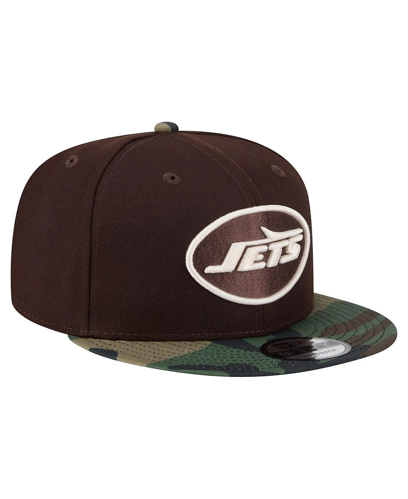 New Era Men's Dark Brown New York Jets Burnt Wood Camo 9FIFTY Snapback Hat