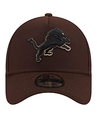 New Era Men's Dark Brown Detroit Lions Burnt Wood A-Frame 9FORTY Adjustable Hat