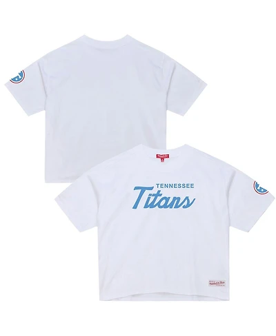 Mitchell & Ness Women's White Tennessee Titans Head Coach Cropped T-Shirt