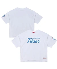 Mitchell & Ness Women's White Tennessee Titans Head Coach Cropped T-Shirt