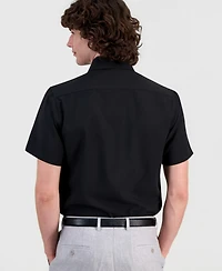 Suslo Couture Men's Slim-Fit Four-Way Stretch Solid Short-Sleeve Dress Shirt