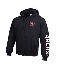 Champion Men's Black San Francisco 49ers Powerblend Fleece Full-Zip Hoodie