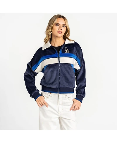 The Wild Collective Women's Royal Los Angeles Dodgers Velvet Cord Full-Zip Jacket