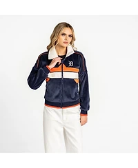 The Wild Collective Women's Navy Detroit Tigers Velvet Cord Full-Zip Jacket