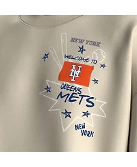 Fanatics Women's Beige New York Mets Graffiti Fleece Sweatshirt