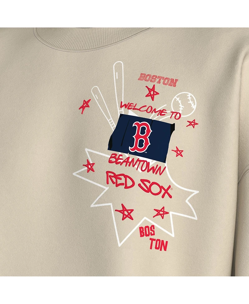 Fanatics Women's Beige Boston Red Sox Graffiti Fleece Sweatshirt