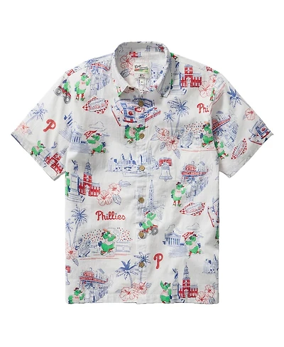 Reyn Spooner Men's White Philadelphia Phillies Scenic Tri-Blend Button-Down Shirt