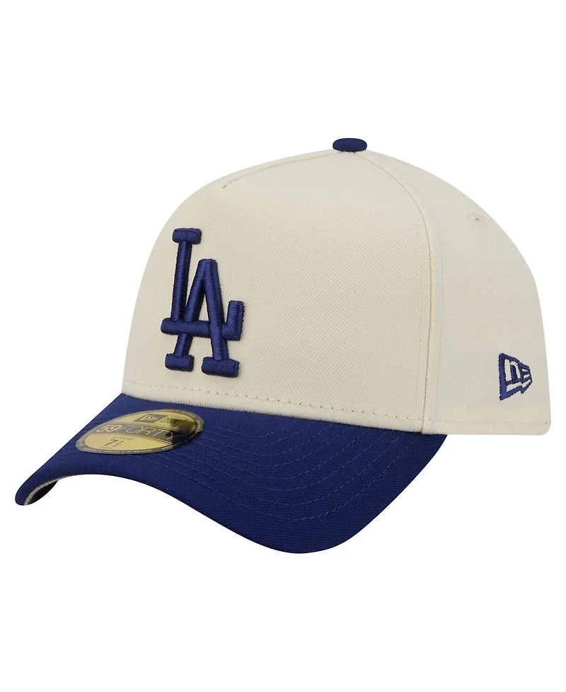 New Era Men's Cream/Royal Los Angeles Dodgers Chrome A-Frame 59FORTY Adjustable Hat