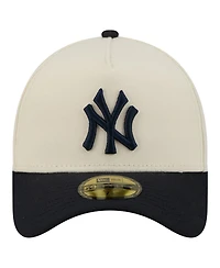 New Era Men's Cream/Navy York Yankees Chrome A-Frame 59FORTY Adjustable Hat