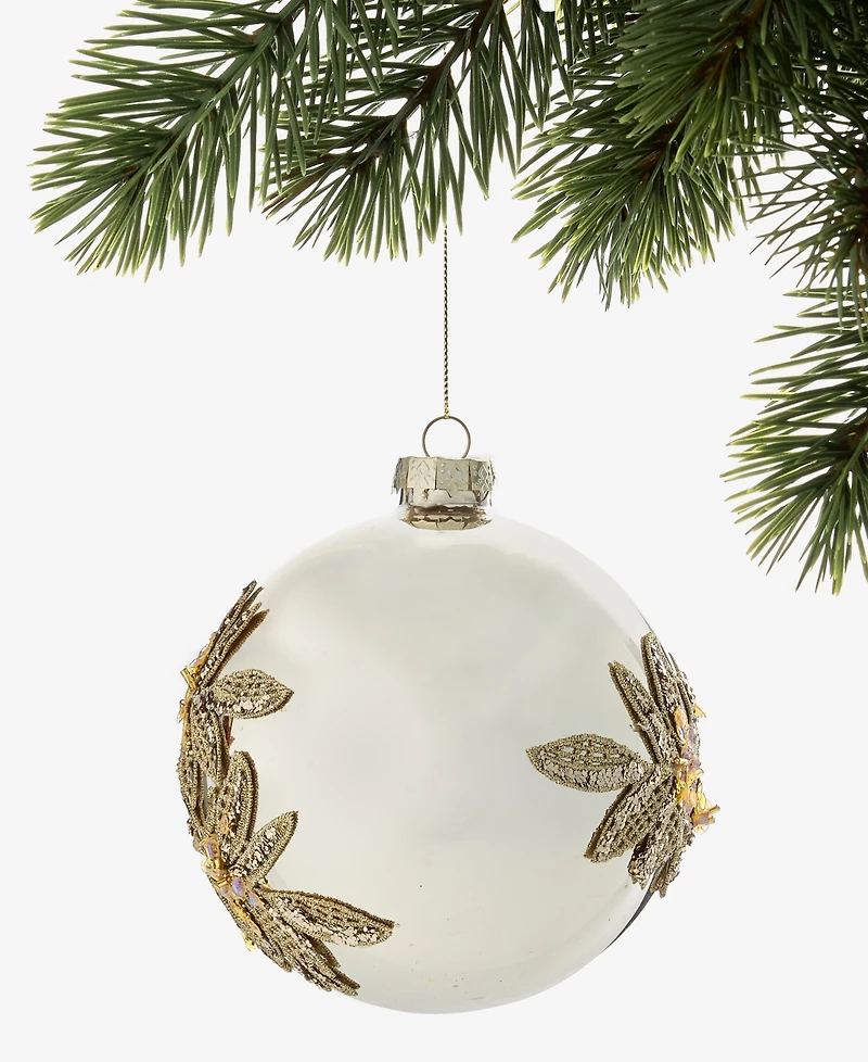 Holiday Lane Gilded Glamour Floral Pattern Ball Ornament, Macy's Exclusive