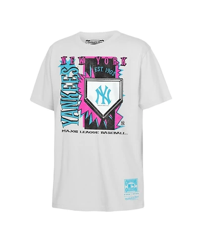 Mitchell & Ness Big Boys and Girls White New York Yankees Cooperstown Neon Field Shock T-Shirt