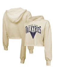 Majestic Threads Women's Cream Golden State Valkyries Circus Shot Drop Shoulder Tri-Blend Cropped Pullover Hoodie
