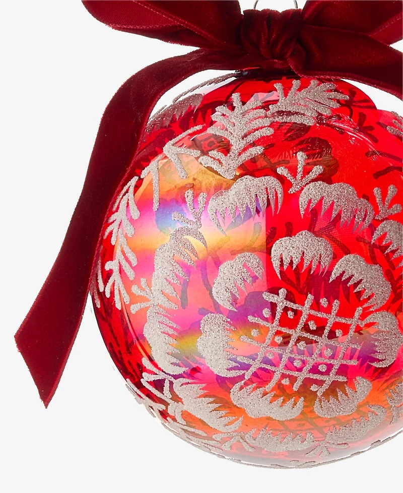 Holiday Lane Holiday Toile Floral Pattern Ball Ornament, Macy's Exclusive