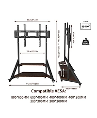Unho Heavy Duty Low Profile Tv Stand for 65-100 Inch TVs, Solid Wood, Adjustable Feet,Max Vesa 800x600mm