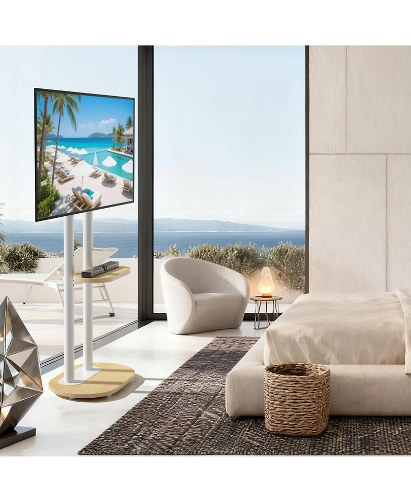 Unho Rolling Tv Stand with Mount for Living Room Bedroom 40-75 inch TVs,Max Vesa 600400mm