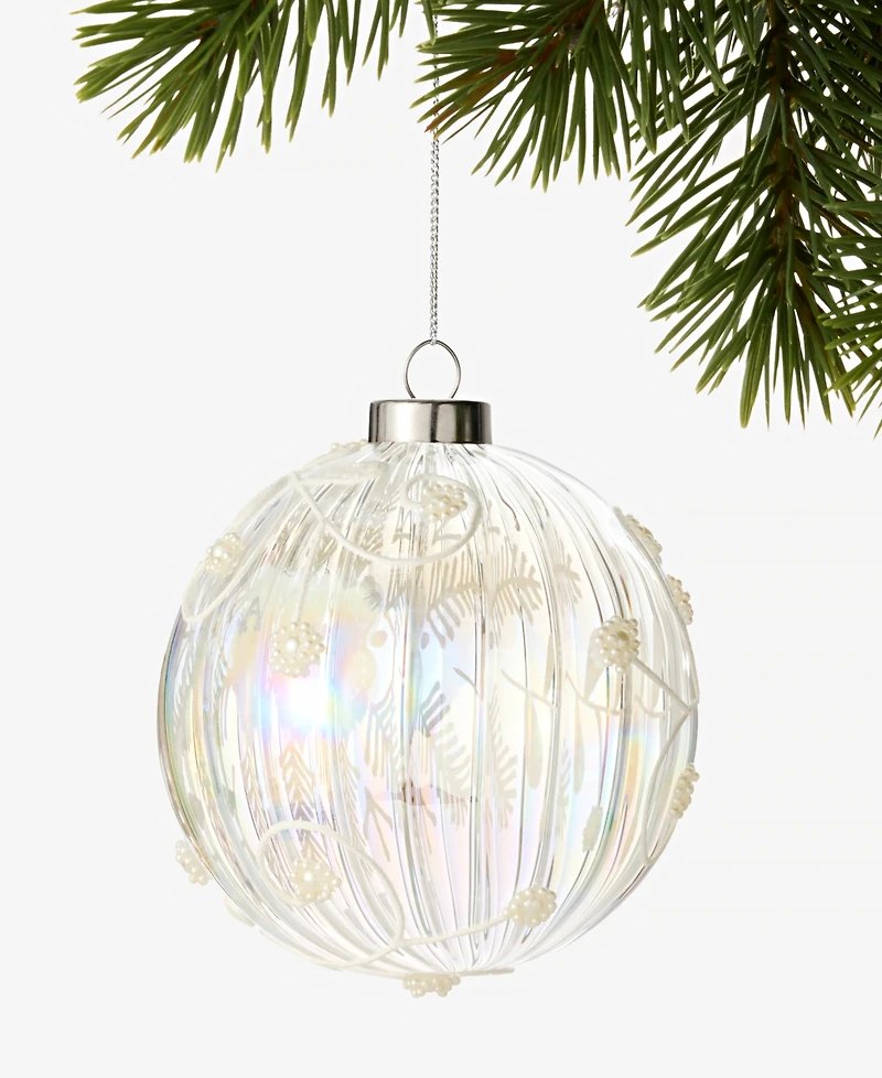 Holiday Lane Iced Delight Ball Ornament with Floral Pattern, Macy's Exclusive