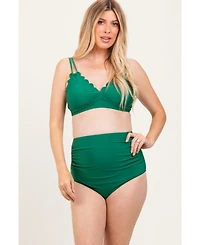 Pinkblush Maternity Navy Scalloped V-Neck High Waist Two-Piece Swimsuit