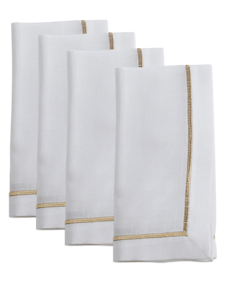 Saro Lifestyle Embroidered Line Design Napkins, Set of 4