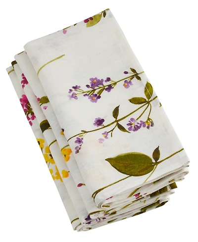 Saro Lifestyle Watercolor Floral Stems Table Napkins, Set of 4