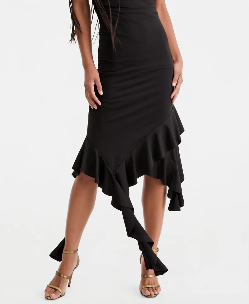 Katia Rae Women's Strapless Ruffled Asymmetric Midi Dress