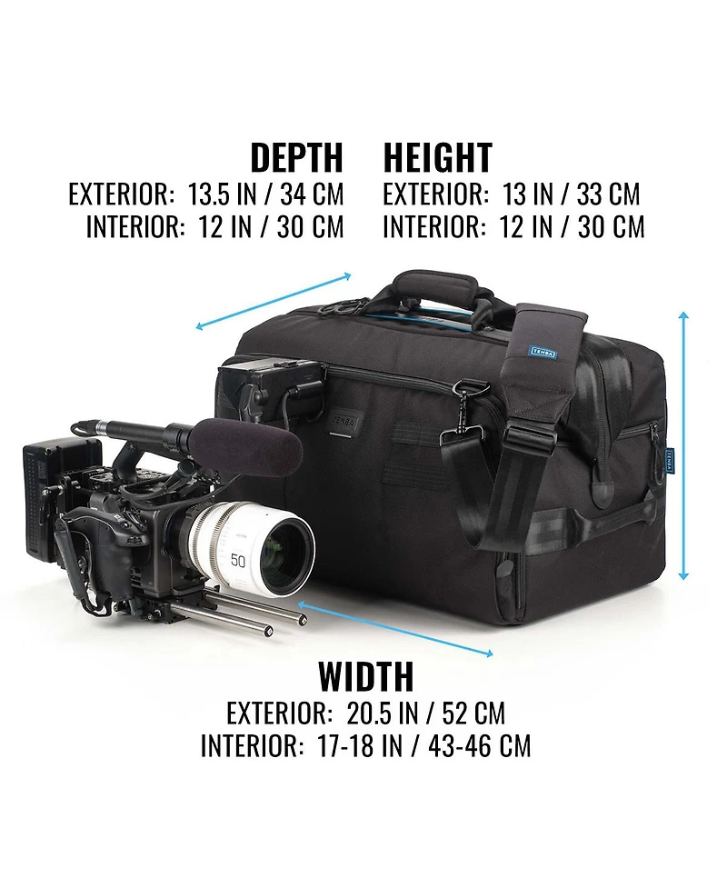 Tenba Cine luxe v2 Shoulder Bag 21 High top for Professional Camcorders, Cinema Cameras and Eng Rigs