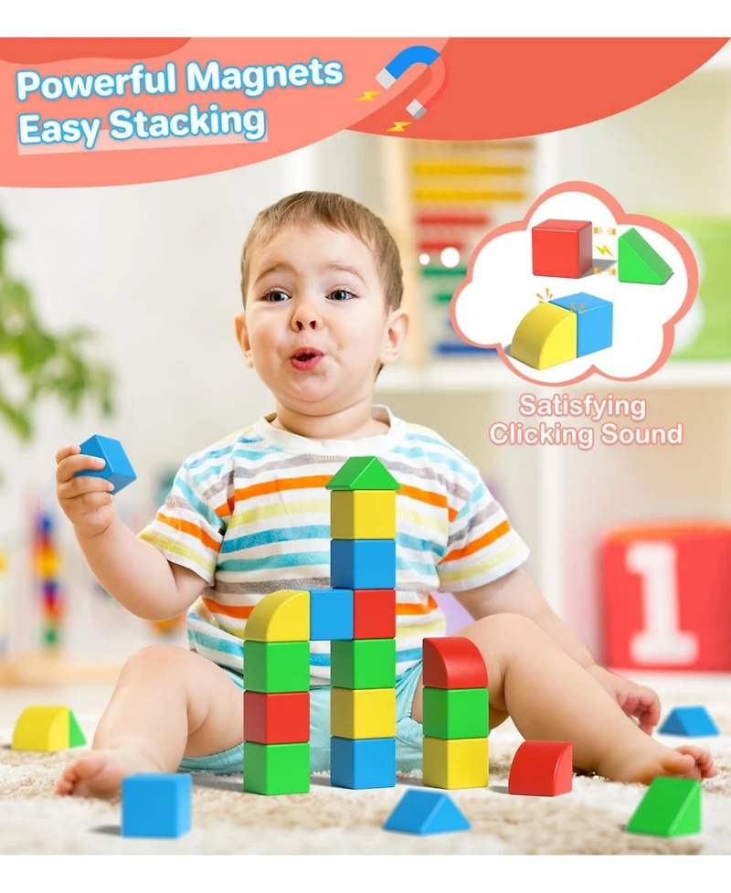 Gnuadz 1.34inches Magnetic Blocks Alphabet Number Animal Building Toys