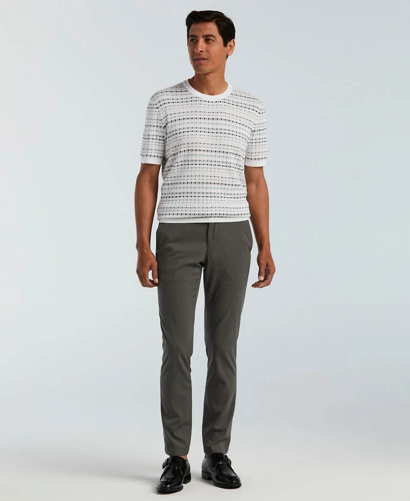 Perry Ellis Men's Jacquard Multicolor Short Sleeve Geometric Print Sweater