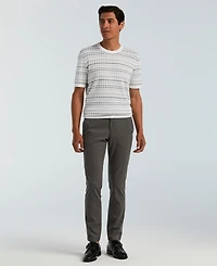 Perry Ellis Men's Jacquard Multicolor Short Sleeve Geometric Print Sweater