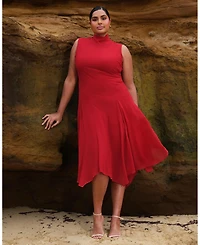 Estelle Plus Holly Halter Assymetric Sheath Midi Dress