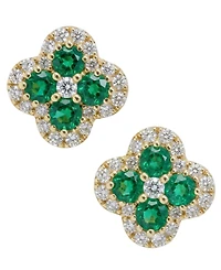 Macy's Emerald (1/4 ct. t.w.) & Diamond (1/6 ct. t.w.) Stud Earrings in 14k Yellow Gold