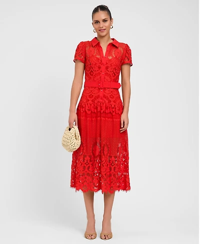 Rachel Roy Women's Jolene Collared Lace Midi Dress