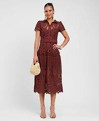 Rachel Roy Women's Jolene Collared Lace Midi Dress