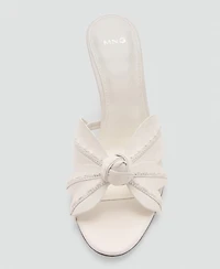 Mango Women's Flower Heel Leather Sandals