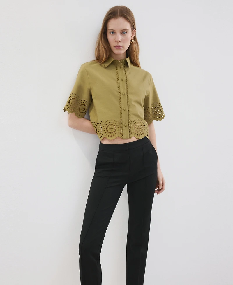 Mango Women's Embroidered Openwork Shirt