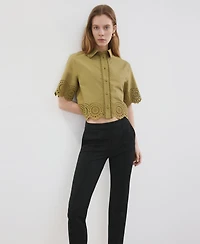 Mango Women's Embroidered Openwork Shirt