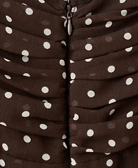 Mango Women's Gathered Neckline Polka Dot Dress