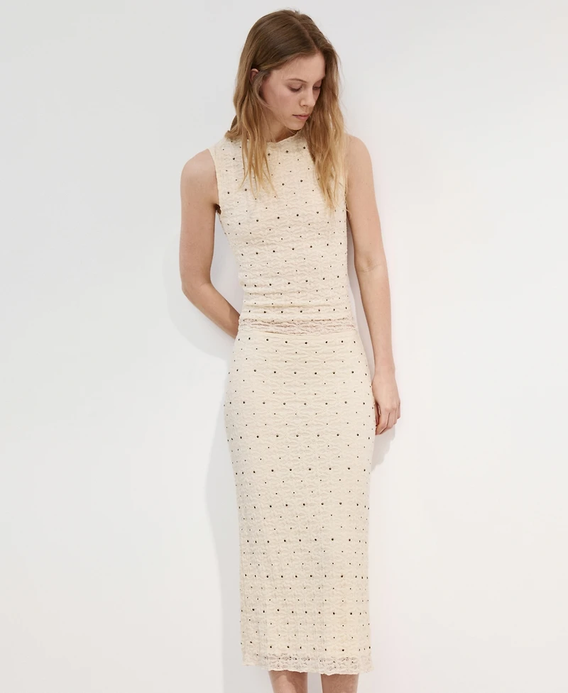 Mango Women's Studs Midi Skirt