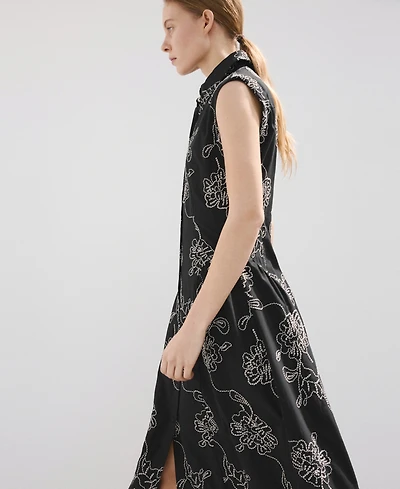 Mango Women's Embroidered Floral Shirtdress