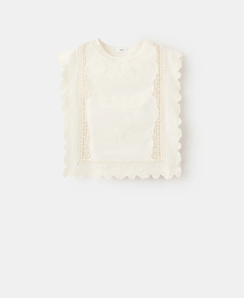 Mango Women's Embroidered Details Cotton Top