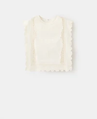 Mango Women's Embroidered Details Cotton Top