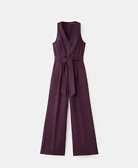 Mango Women's Belt Linen Jumpsuit
