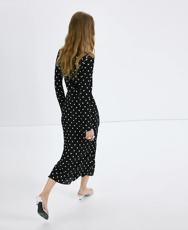 Mango Women's Long-Sleeve Polka-Dot Dress
