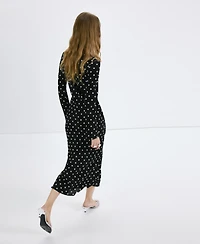 Mango Women's Long-Sleeve Polka-Dot Dress