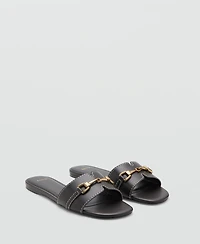 Mango Women's Metallic Detail Strappy Sandals