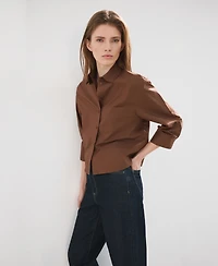Mango Women's Chest-Pocket Cotton Shirt
