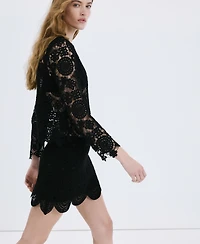Mango Women's Crochet Mini Skirt