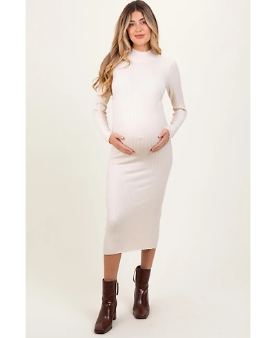 Pinkblush Maternity Mock Neck Ribbed Sweater Dress