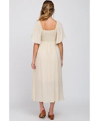 Pinkblush Maternity Plum Front Tie Ruffle Sleeve Midi Dress