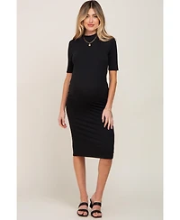 Pinkblush Maternity Ribbed Mock Neck Midi Dress