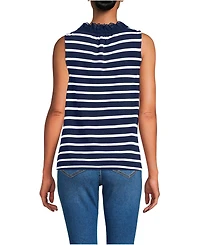 Lands' End Women's Lightweight Jersey Button Front Lace Trim Tank